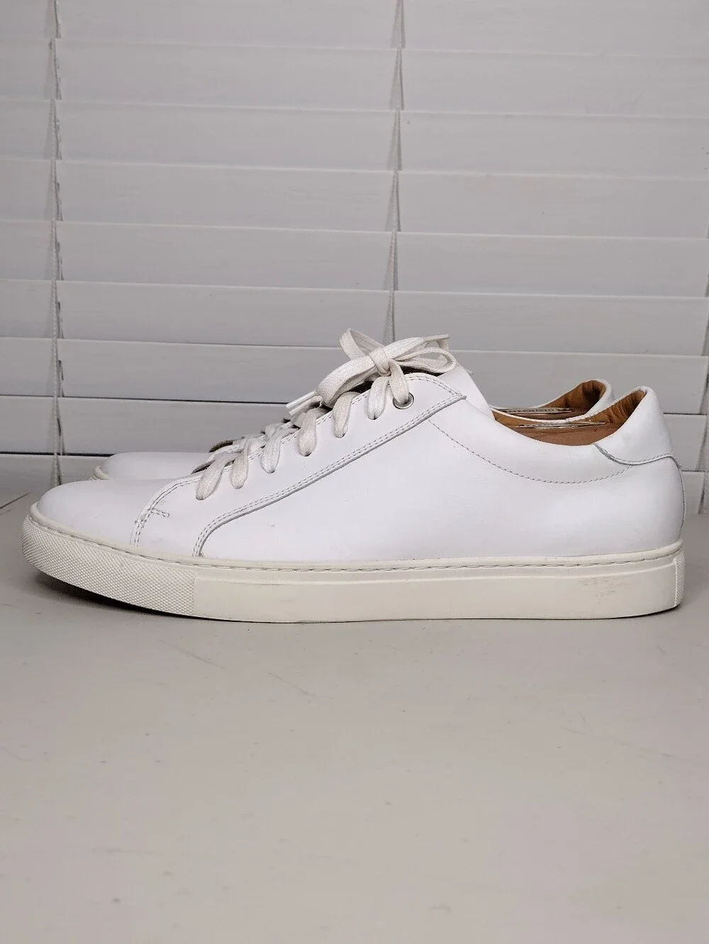 Suitsupply White Leather Low-Top Lace-Up Sneakers Sz 11